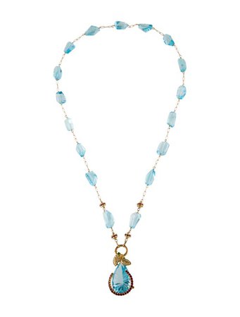 ribs chest aqua fancy earthy negative goth oracle 18K Multistone Pendant Necklace - 14K Yellow Gold Pendant Necklace, Necklaces - NECKL134563 | The RealReal