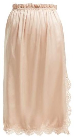 Carnation Silk Midi Skirt - Womens - Light Pink