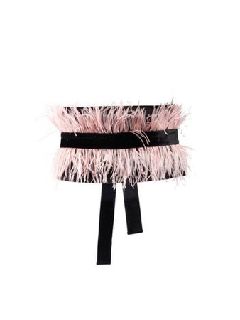 Black and pink feather waist belt