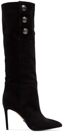 black Jane 95 buttoned suede knee high boots