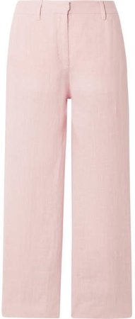 Cropped Linen Straight-leg Pants - Blush