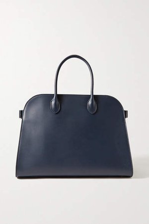 Margaux 15 Buckled Leather Tote - Navy