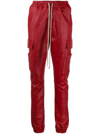 Rick Owens Larry leather cargo trousers red RO19F5361LS - Farfetch