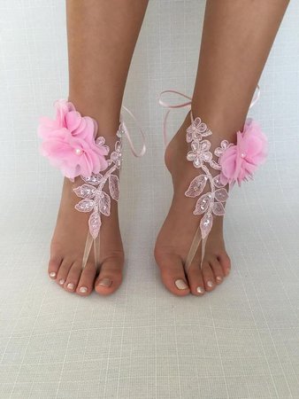 Floral Pink Barefoot Sandals