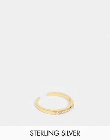 ASOS DESIGN sterling silver with gold plate crystal toe ring | ASOS