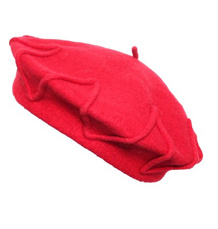 red patterned beret