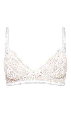 WHITE LACE CUPPED BRA WITH BOW