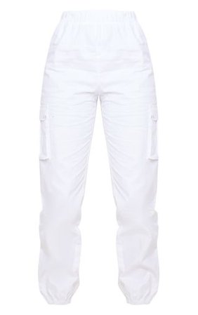 White Pocket Detail Cargo Trousers | PrettyLittleThing