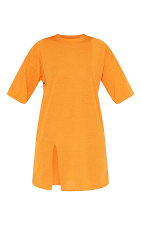 Bright Orange Split Oversized Boyfriend T Shirt Dress | PrettyLittleThing USA