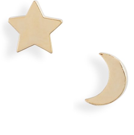 Mismatched Star & Moon Stud Earrings