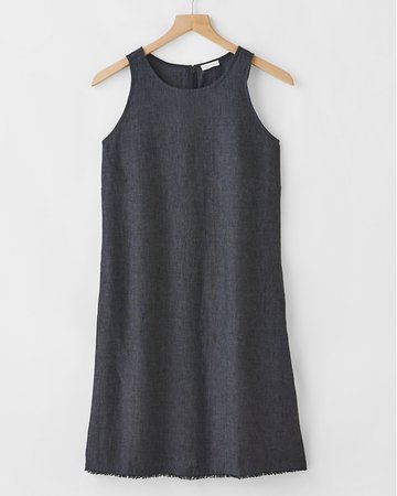 Linen Fringe-Hem A-Line Dress | Garnet Hill
