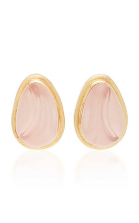 One-Of-A-Kind 18K Gold And Forma Livre Carved Rose Quartz Earrings, By Haroldo Burle Marx, C. 1970 by Mahnaz Collection | Moda Operandi