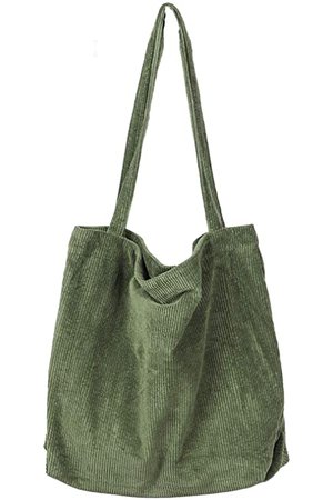 Ulisty Damen Grosse Kapazität Cord Schultertasche Retro Handtasche Mode Einkaufstasche Tägliche Tasche Grün : Amazon.de: Schuhe & Handtaschen