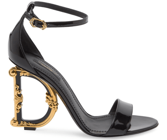 DOLCE&GABBANA Sculpted-Heel Patent Leather Sandals