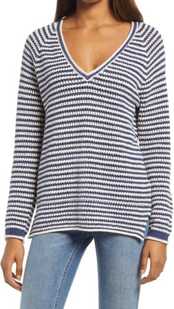 Maia Stripe V-Neck Sweater