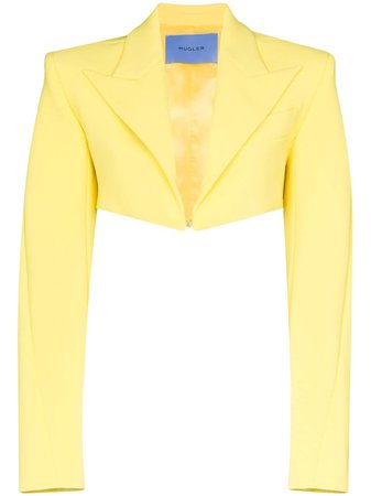 Mugler Cropped Tuxedo Jacket VE0309 Yellow | Farfetch