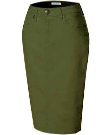 olive green denim pencil skirt - Google Search