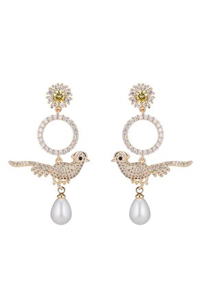 Isabel Bird CZ Crystal & 6mm Faux Pearl Drop Earrings | Nordstromrack