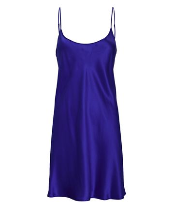 La Perla Silk Mini Slip Dress In Blue | INTERMIX®