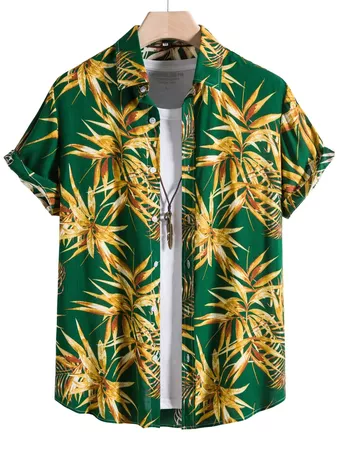 Men Random Tropical Print Shirt Without Tee | SHEIN USA