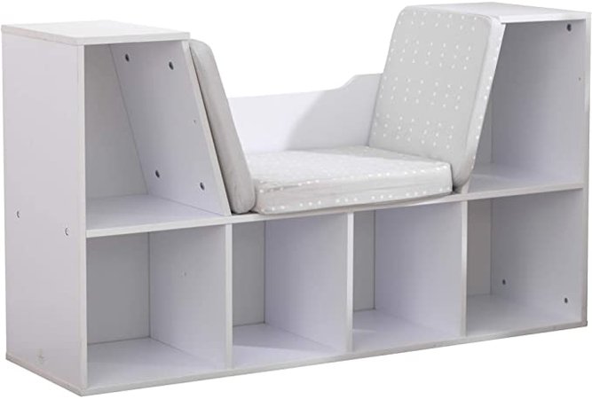 Amazon.com: KidKraft Wooden Bookcase with Reading Nook, Storage and Gray Cushion, White ,Gift for Ages 3-8: Furniture & Decor