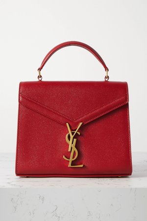 Red Cassandra mini textured-leather tote | SAINT LAURENT | NET-A-PORTER