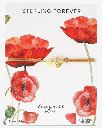 Sterling Forever August 'Poppy' Birth Flower Bracelet