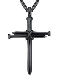 cross necklace black metal nail - Google Search