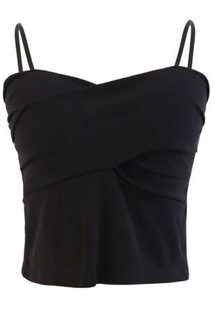 Cross Wrap Fitted Cami Top in Black - Retro, Indie and Unique Fashion