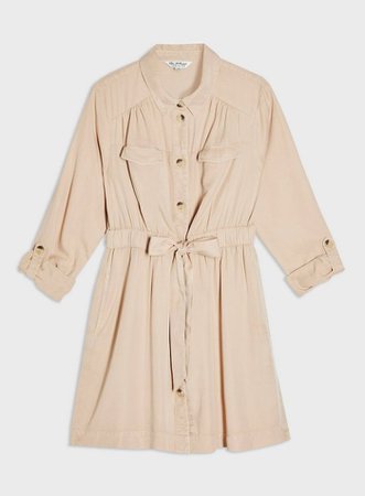 Camel Tencel Shirt Mini Dress | Miss Selfridge