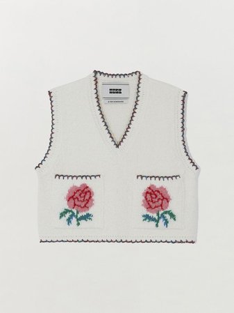 SITA Floral-Jacquard Short Knit Vest | EENK