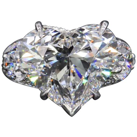 Flawless GIA 4.10 Carat Heart Shape Diamond Ring For Sale at 1stDibs