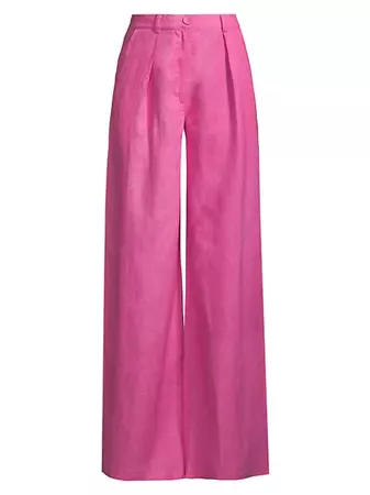Shop Cynthia Rowley Pleated-Front Linen Wide-Leg Pants | Saks Fifth Avenue