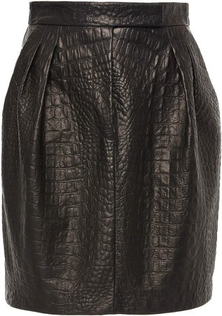 Manila Leather Croc-Effect Skirt