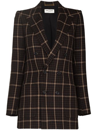 Saint Laurent Checked double-breasted Blazer - Farfetch