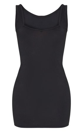 Black Thick Strap Square Neck Bodycon Mini Dress | PrettyLittleThing USA