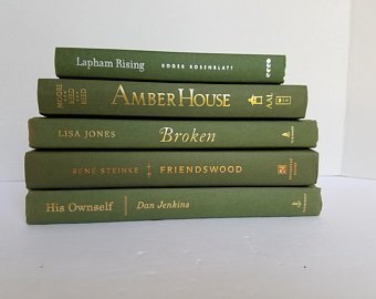 Set of 6 Dark Green Books Home or Wedding Decor Instant | Etsy
