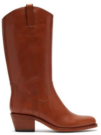 Nina Western Leather Boots - Womens - Tan