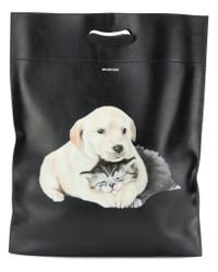 Balenciaga Puppy And Kitten Plastic Bag M Shopper Tote in Black for Men - Lyst