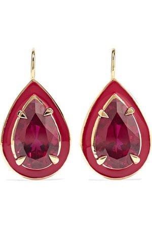 Alison Lou | 14-karat gold, ruby and and enamel earrings | NET-A-PORTER.COM