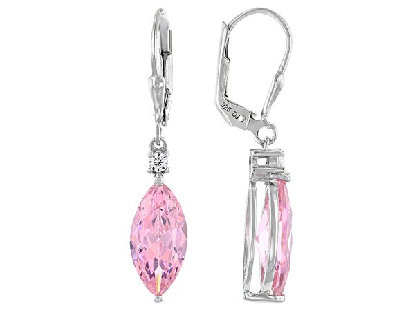 JTV Bella Luce Pink and White Cubic Ziroconia Rhodium Over Sterling Silver Earrings