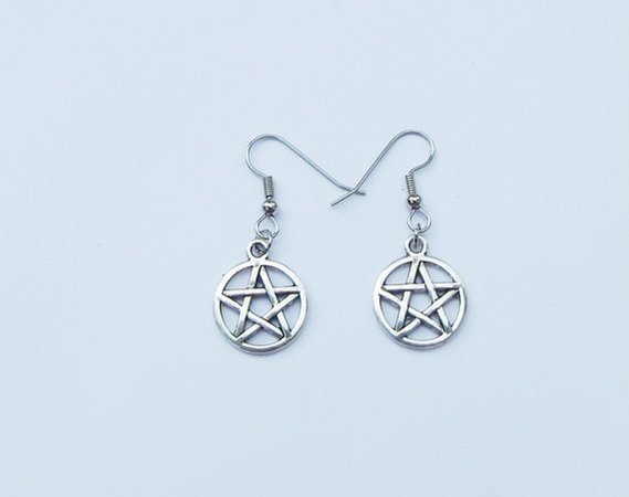 Pentagram Earrings Pentacle Earrings Silver Pentagram | Etsy
