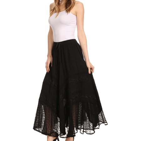Sakkas Ivy Maiden Boho Skirt - Black - One Size Plus - Walmart.com