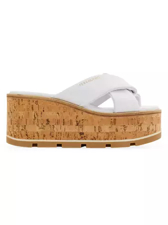 Shop FERRAGAMO Engracia Cork Wedge Sandals | Saks Fifth Avenue