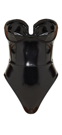 black vinyl cup detail bodysuit
