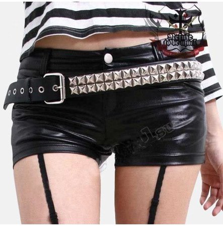 Punk / Emo Hip Hugger Shiny Latex Leather Shorts | RebelsMarket