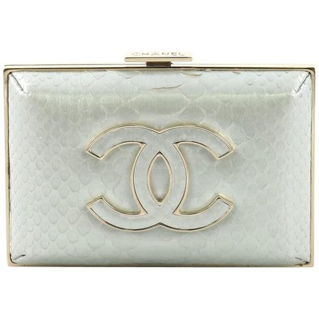 Chanel CC Box Clutch Python Small For Sale at 1stdibs