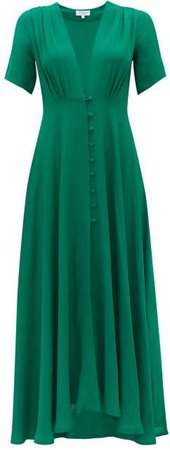 Carolina Gathered Cady Midi Dress - Womens - Green