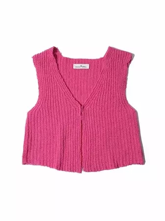 KN4220 Crop Crochet Vest _Pink | W Concept