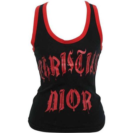Christian Dior Red/Black Gothic Logo Tank Top
